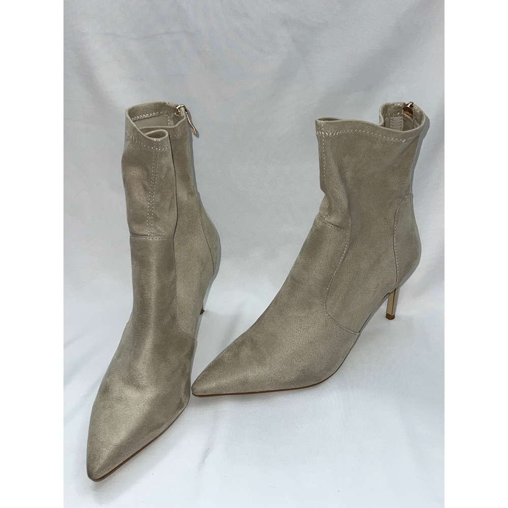 Billini Sand Faux Suede Pointed Toe Stiletto Ankle Sock Boots Womens Size 9
